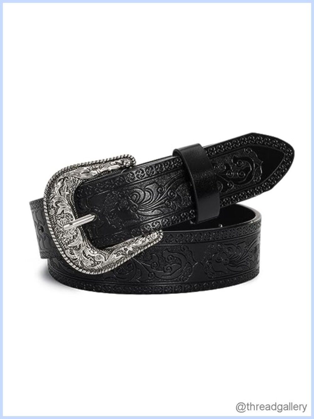 Western Cowboy Belt Women Men Carved PU Leather Waist Belt